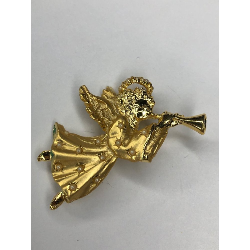 Robyn Rush Vintage Angel Brooch Gold tone